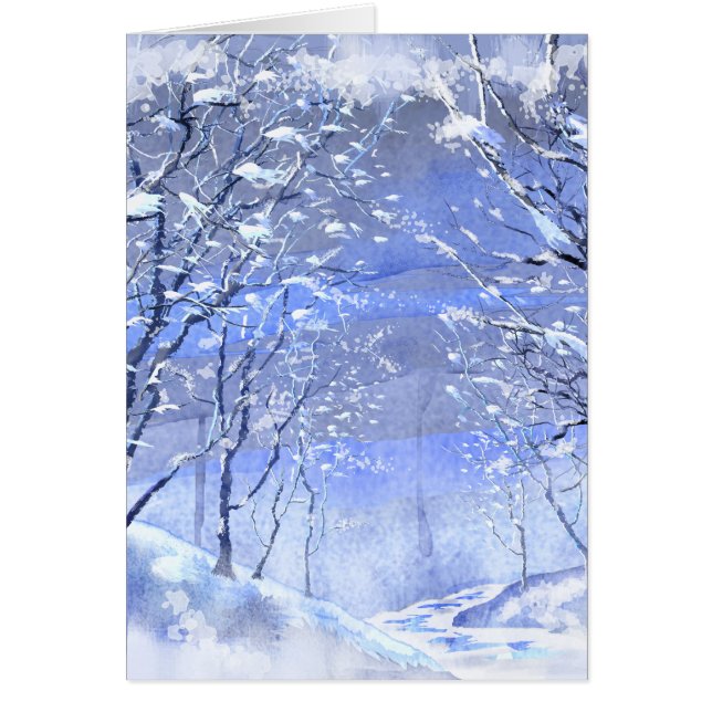 Carte de peinture à l'aquarelle Christmas Winter W (Devant)