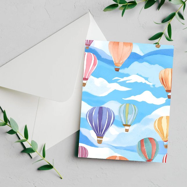 Carte de peinture à l'aquarelle de ballons à air c (Créateur téléchargé)