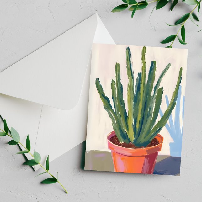 Carte de peinture à l'aquarelle de cactus vert (Créateur téléchargé)