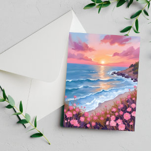 Carte de peinture à l'aquarelle de fleurs de couch