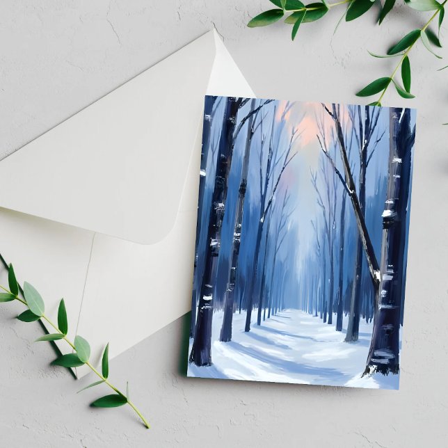 Carte de peinture à l'aquarelle de la forêt de pin (Créateur téléchargé)