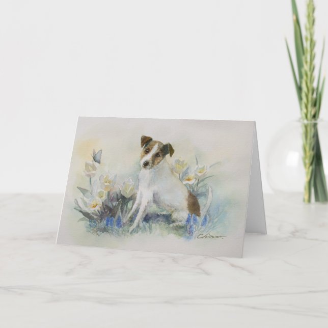 Carte de peinture à l'aquarelle de Terrier Jack Ru (Devant)
