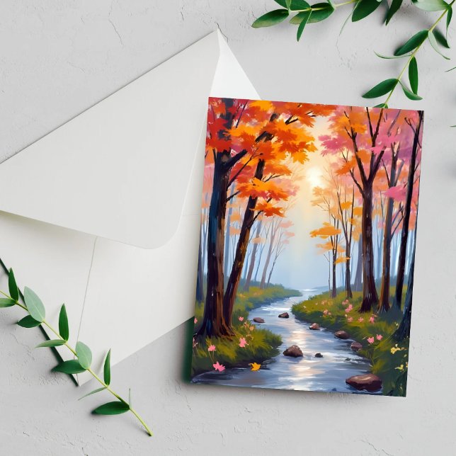 Carte de peinture à l'aquarelle du feuillage d'aut (Créateur téléchargé)