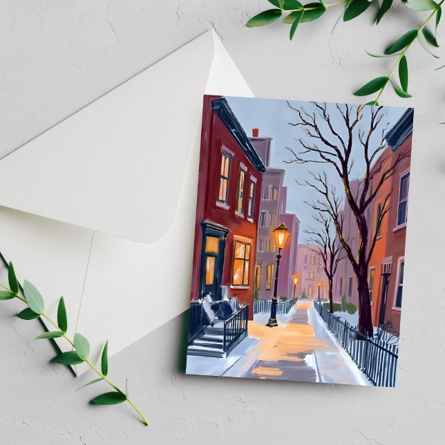 Carte de peinture à l'aquarelle du North End hiver (Créateur téléchargé)