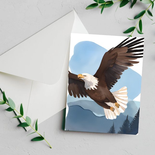Carte de peinture à l'aquarelle du pygargue à tête (Créateur téléchargé)