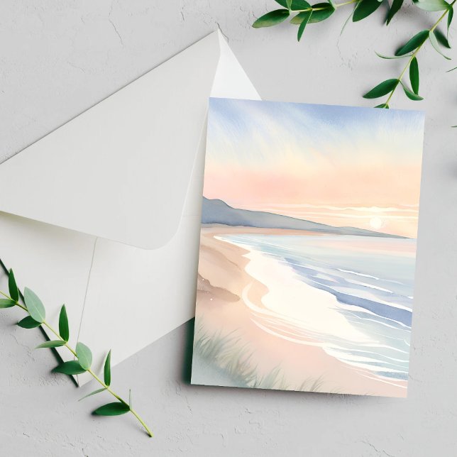 Carte de peinture à l'aquarelle pastel de bord de  (Créateur téléchargé)