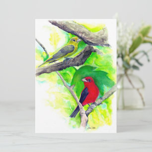 Carte de peinture à l'aquarelle pour les oiseaux d