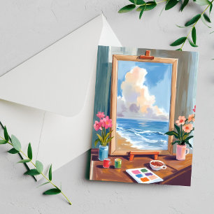 Carte de peinture à l'aquarelle sur toile de cheva