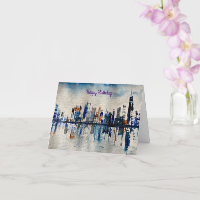 Carte de peinture Abstraite London City Skyline (Orchidée)