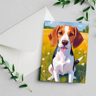 Carte de peinture aquarelle de chien Beagle