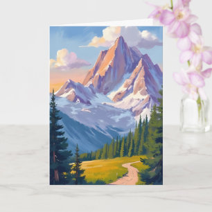 Carte de peinture aquarelle de la chaîne de montag
