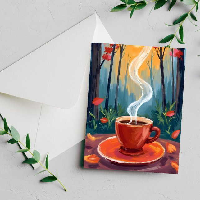 Carte de peinture aquarelle de tasse à café (Créateur téléchargé)