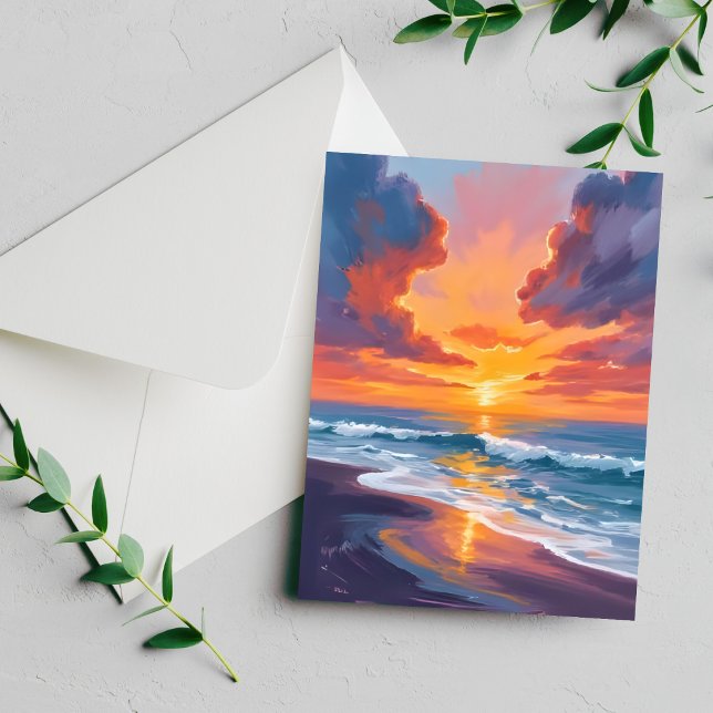 Carte de peinture aquarelle du coucher de soleil s (Créateur téléchargé)