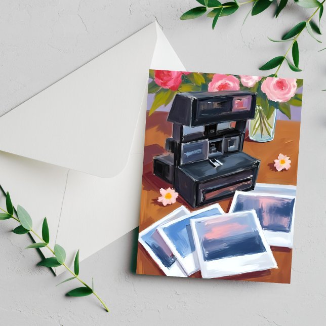 Carte de peinture aquarelle nostalgique d'appareil (Créateur téléchargé)