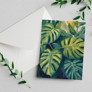Carte de peinture botanique de feuilles de Monster