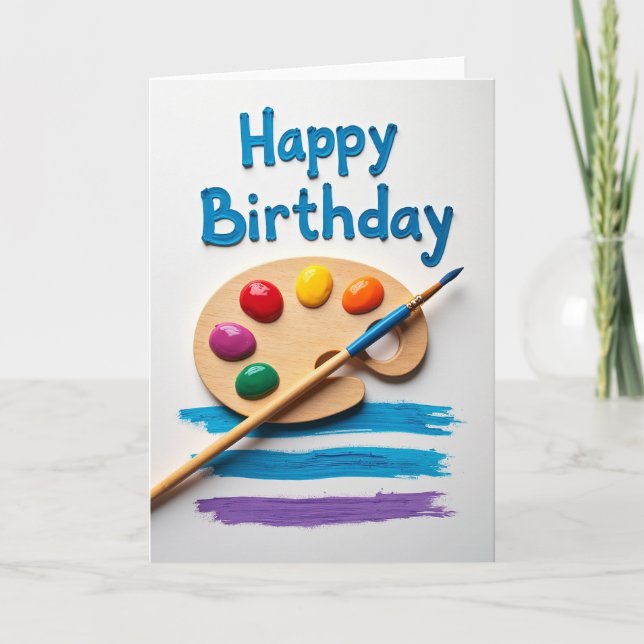 Carte de peinture créative d'anniversaire (Devant)