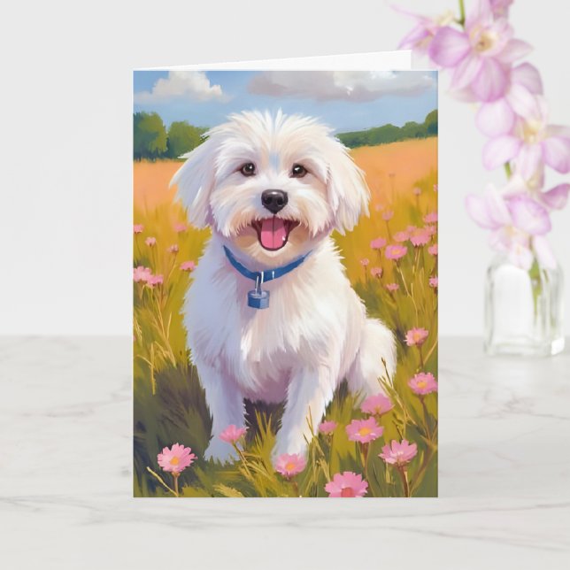 Carte de peinture de champ de fleurs de chien malt (Orchidée)