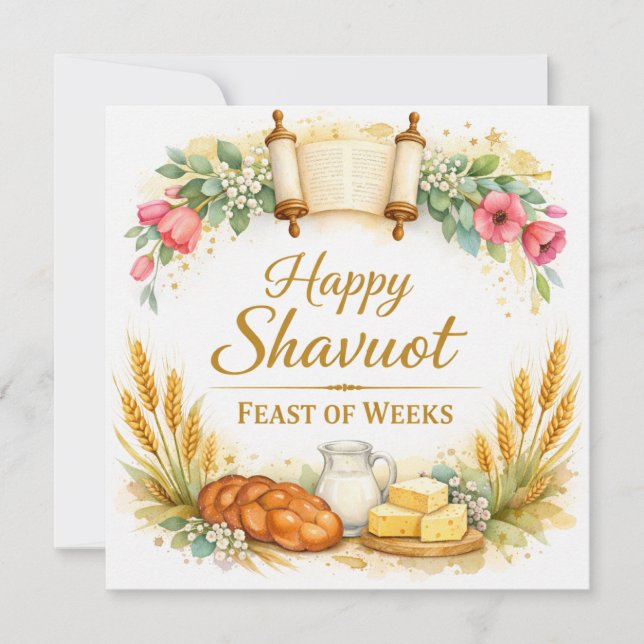 Carte de peinture de la fête joyeuse de Shavuot, j (Devant)