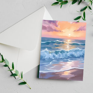 Carte de peinture de mer à l'aquarelle Vagues de l