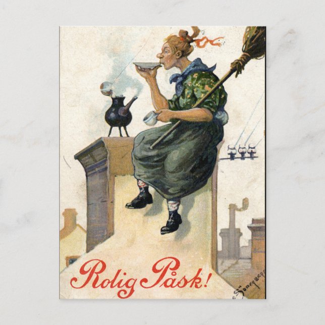 Carte de peinture de Pâques suédoise vintage (Devant)