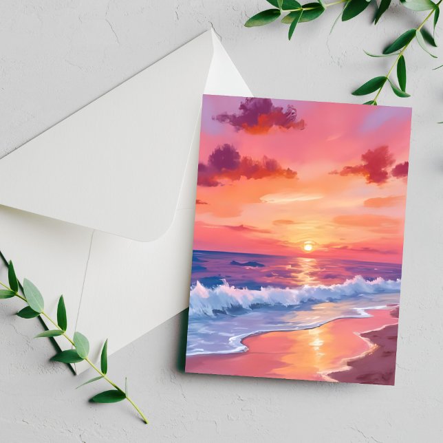 Carte de peinture de paysage marin de plage de cou (Créateur téléchargé)