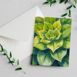 Carte de peinture de plante succulente verte