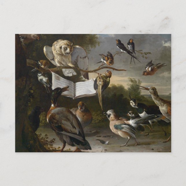 Carte de peinture d'oiseaux musicaux (Devant)