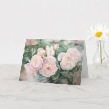 Carte de peinture en aquarelle du jardin Roses bla