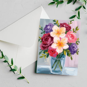 Carte de peinture florale aquarelle bouquet de fle