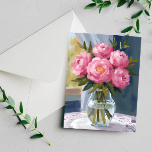 Carte de peinture florale aquarelle bouquet de piv