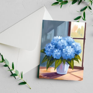 Carte de peinture florale Bouquet d'Hortensia Bleu