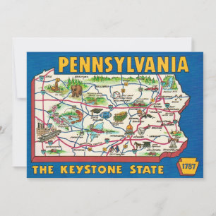 Carte de Pennsylvanie carte postale 5x7
