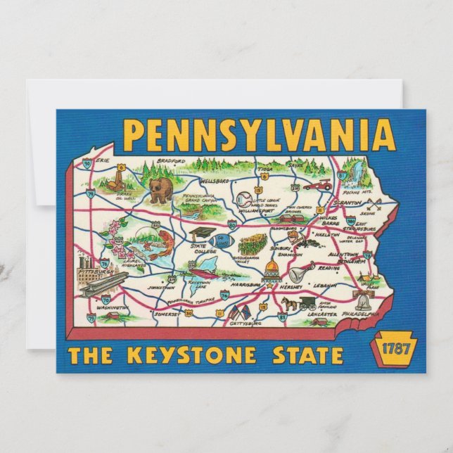 Carte de Pennsylvanie carte postale 5x7 (Devant)