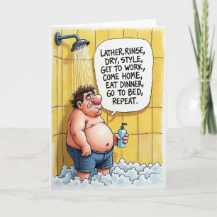 Carte de Pensée de Douche d'Homme Fatigué