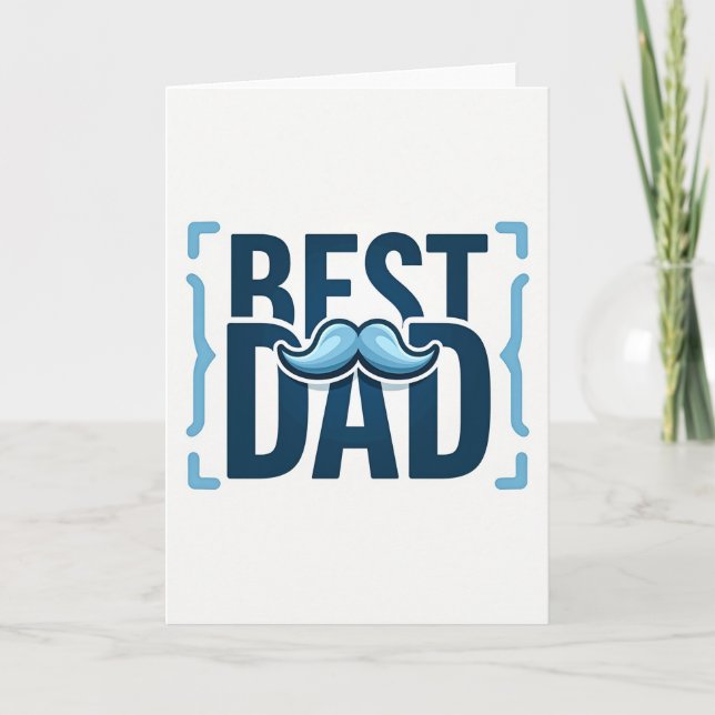 Carte de père à la moustache Navy Best Dad (Devant)