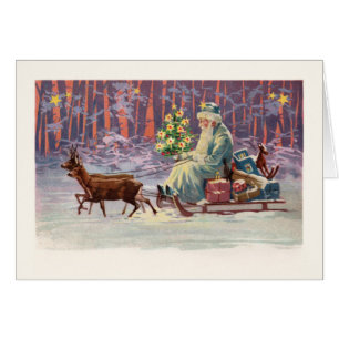 Carte de Père Noël en bois de Vienne