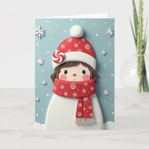 Carte de personnage hivernal en feutre doux