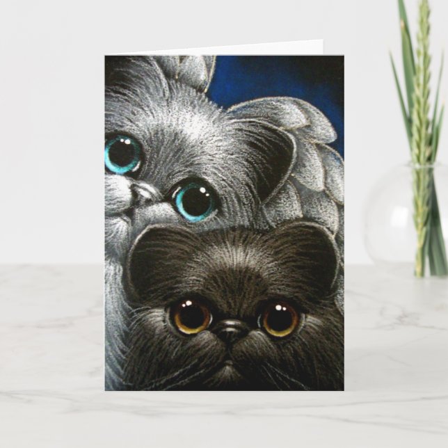 CARTE DE PERSONNALISER CHAT ET ANGE PERSIEN NOIR (Devant)