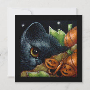 CARTE DE PERSONNALISER DE HALLOWEEN DE CAT NOIR ET
