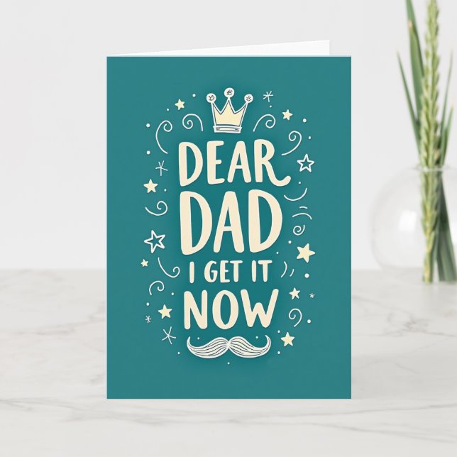 Carte de perspicacité Teal Dear Dad (Devant)