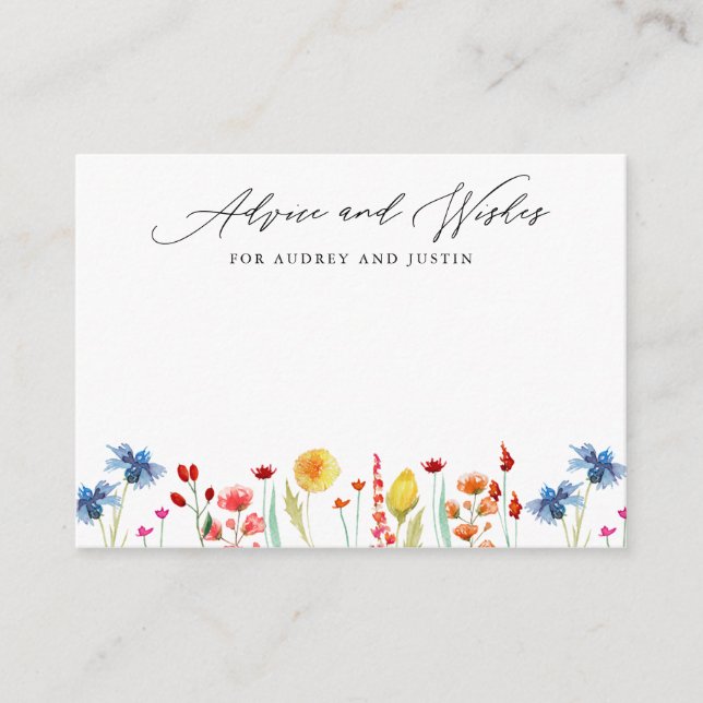 Carte de petit conseil fleur sauvage Bordure Coupl (Devant)