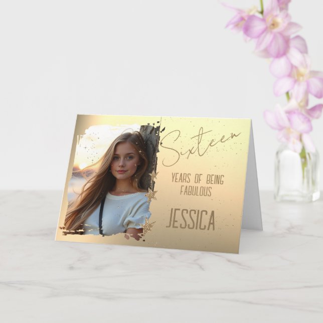 Carte de photo d'anniversaire 16 ans (Orchidée)