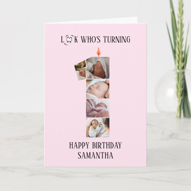 Carte de photo d'anniversaire 1ère année (Devant)