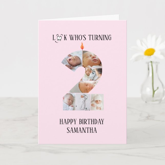 Carte de photo d'anniversaire 2 ans (Petite plante)