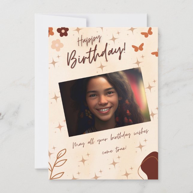 Carte de photo d'anniversaire bohème (Devant)
