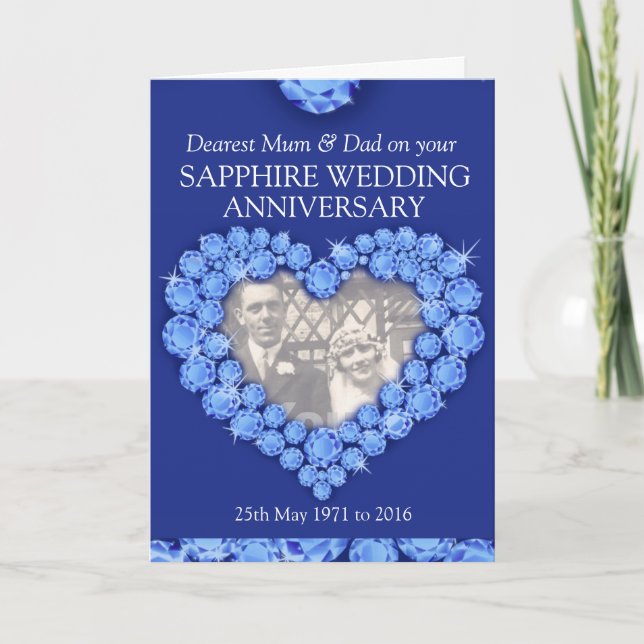 Carte de photo d'anniversaire de mariage de saphir (Devant)