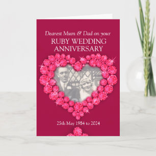 Carte de photo d'anniversaire de mariage rubis pou