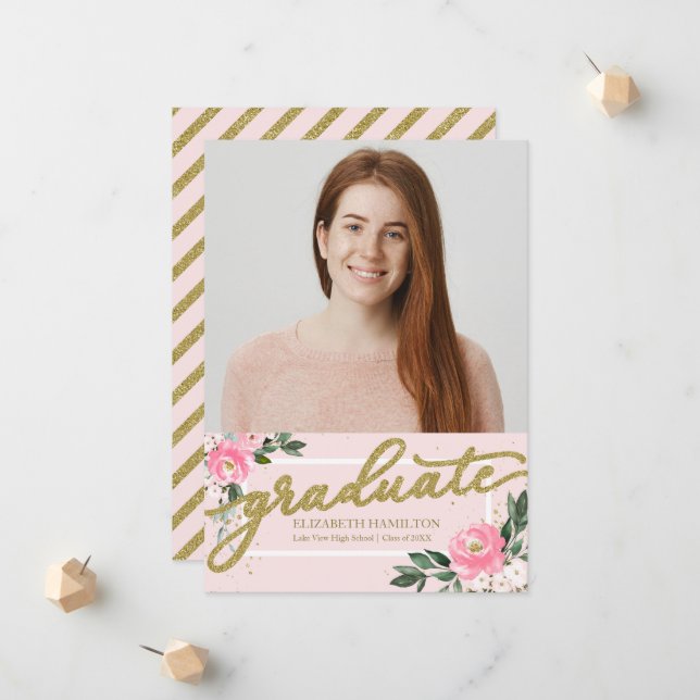 Carte de photo d'annonce de fin d'études secondair (Devant/Arrière en situation)