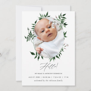 Carte de photo d'annonce de naissance à la gouache