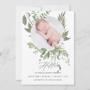 Carte de photo d'annonce de naissance à la gouache